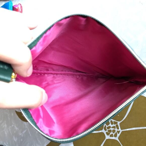 Ipsy August 2019 Dark Green Textured Geometric Travel Make-up Cosmetic Bag - Picture 5 of 5